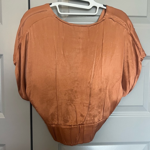 Zara Women's Burnt Orange Gathered Blouse Size Small - Picture 3 of 5